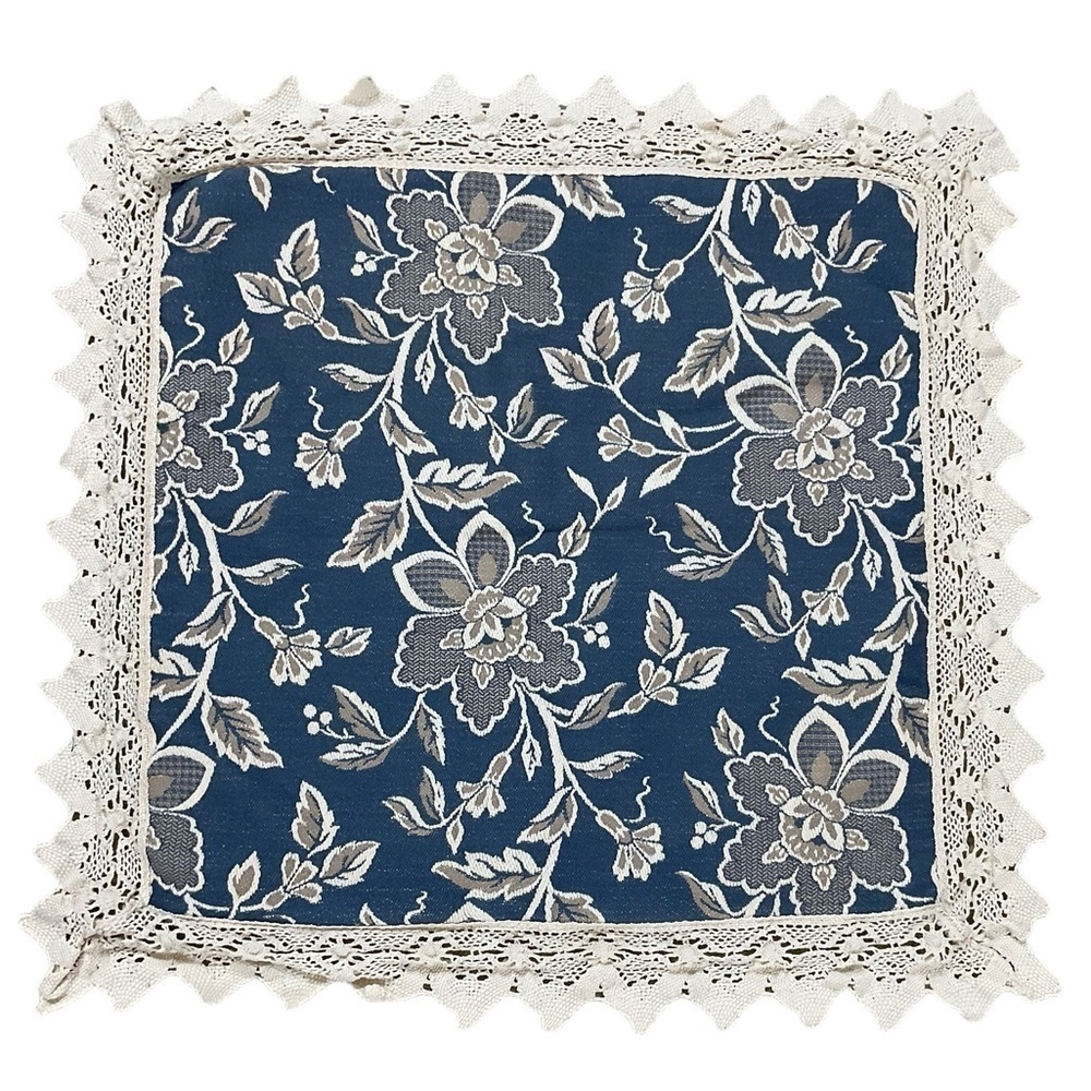 Floral with Lace Linen Source 100% cotton Pillow Sham 18” X 17.5”